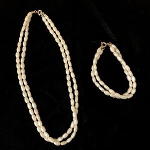 Vintage Faux Pearl Necklace and Bracelet